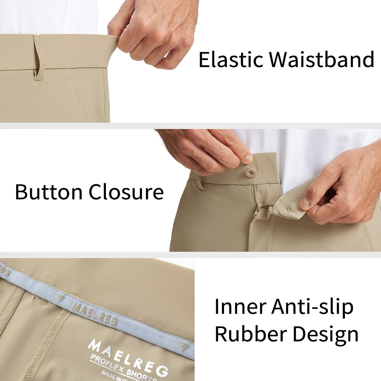M MAELREG Men's Golf Shorts Flat Front 7" Lightweight Stretch Quick Dry Dress Work Mens Casual Shorts with 4 Pockets