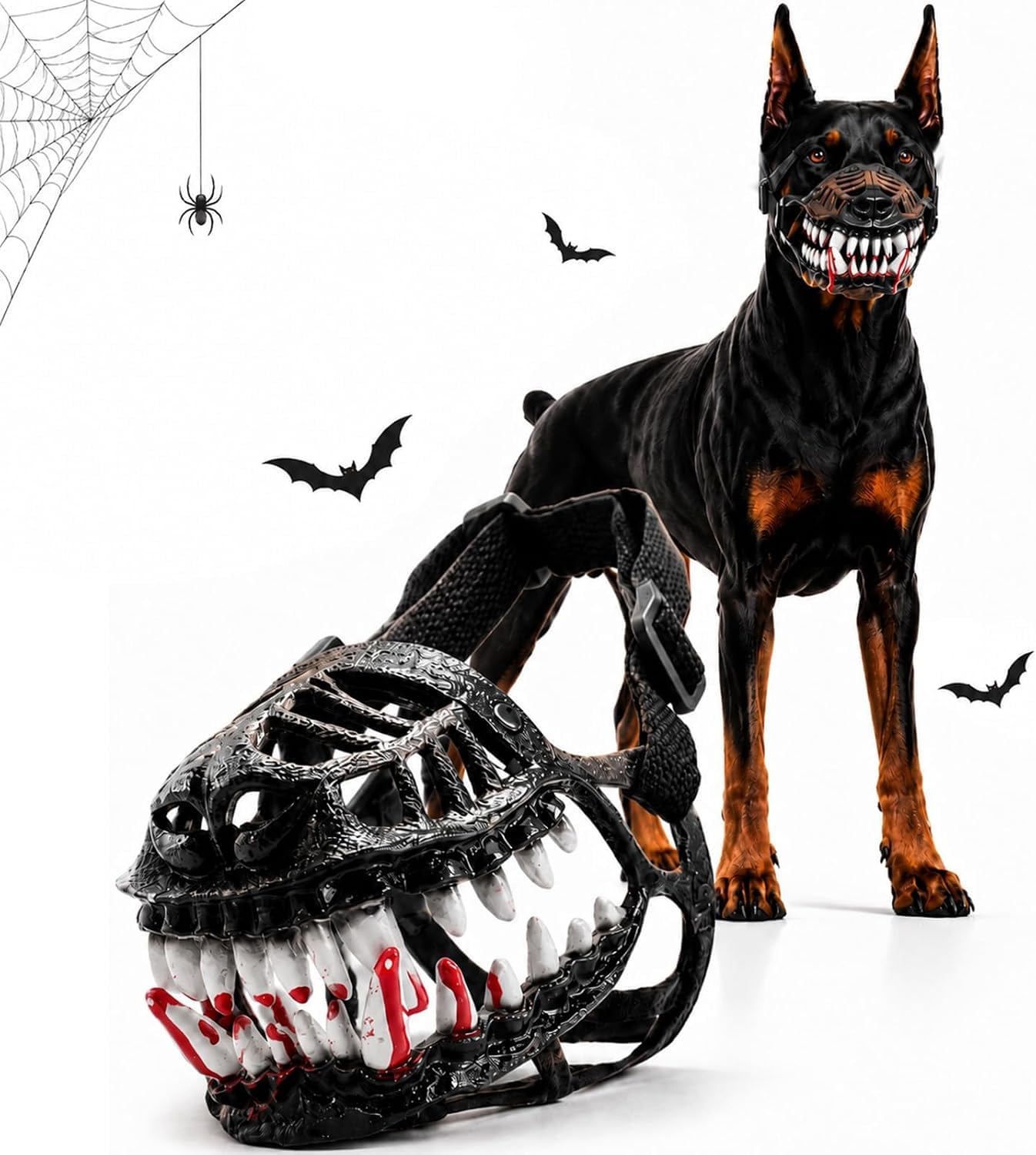 Scary Dog Muzzle with Teeth, Halloween Monster Latex Costume Mask