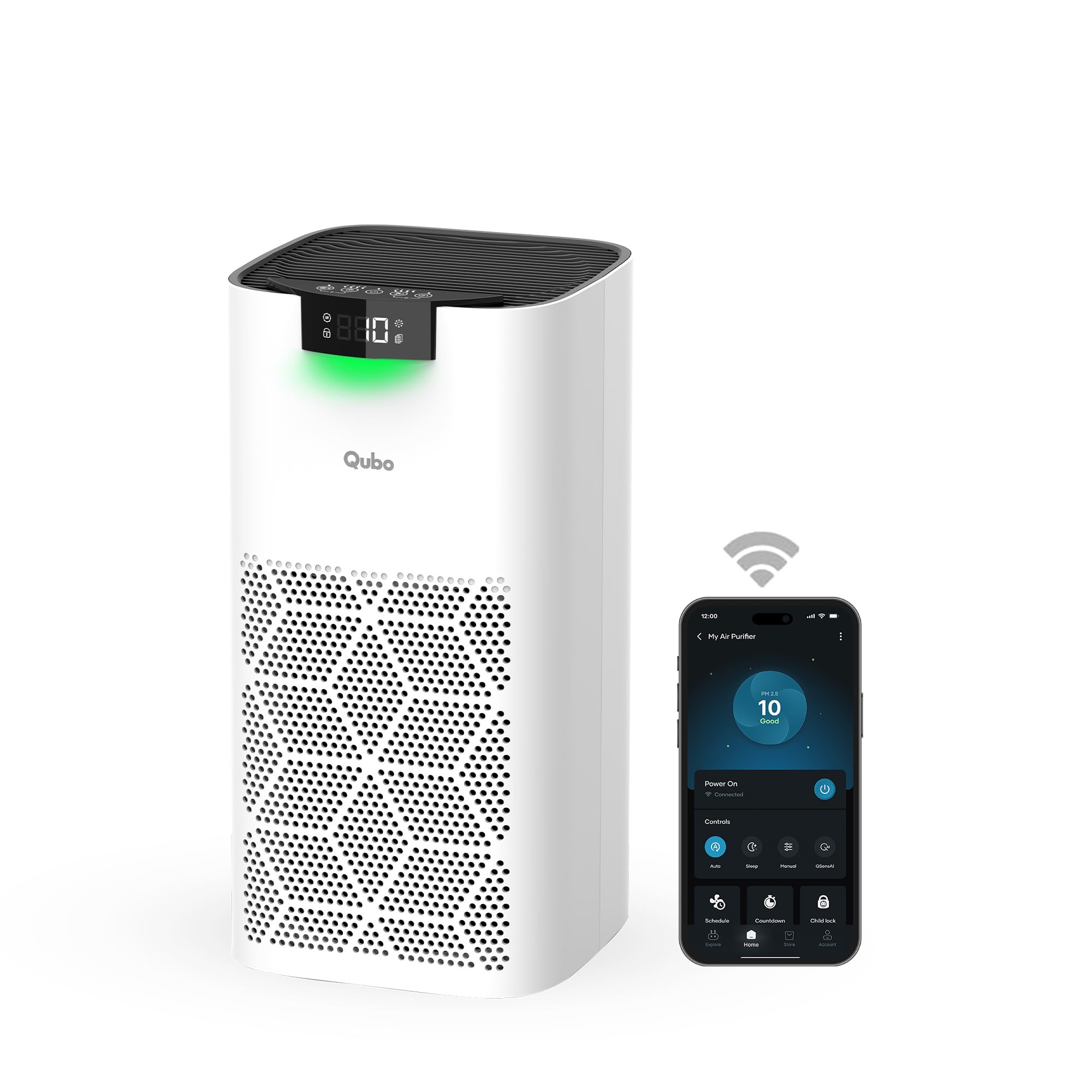 Qubo Smart Air Purifier for Home Q500, From Hero Group, Up To 500 Sqft, Removes 99.99% Allergens, App & Voice Control, Filter Life 9000 Hrs, True HEPA H13 Filter, Energy Saving, Ultra Quiet BLDC Motor