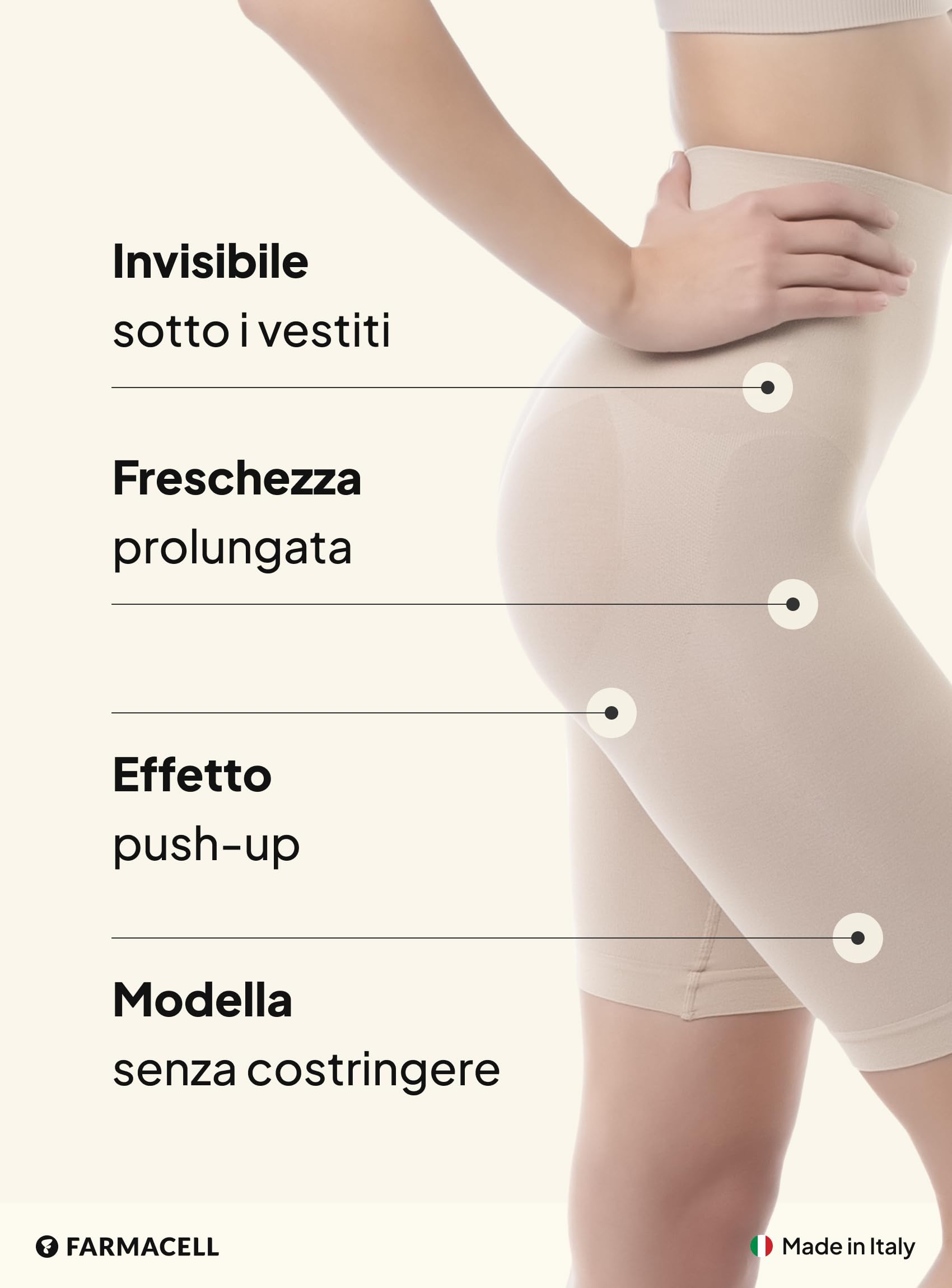 FarmaCell Guaina Contenitiva Donna Leggera e Ultra Traspirante, Intimo Modellante, Made in Italy, 603B