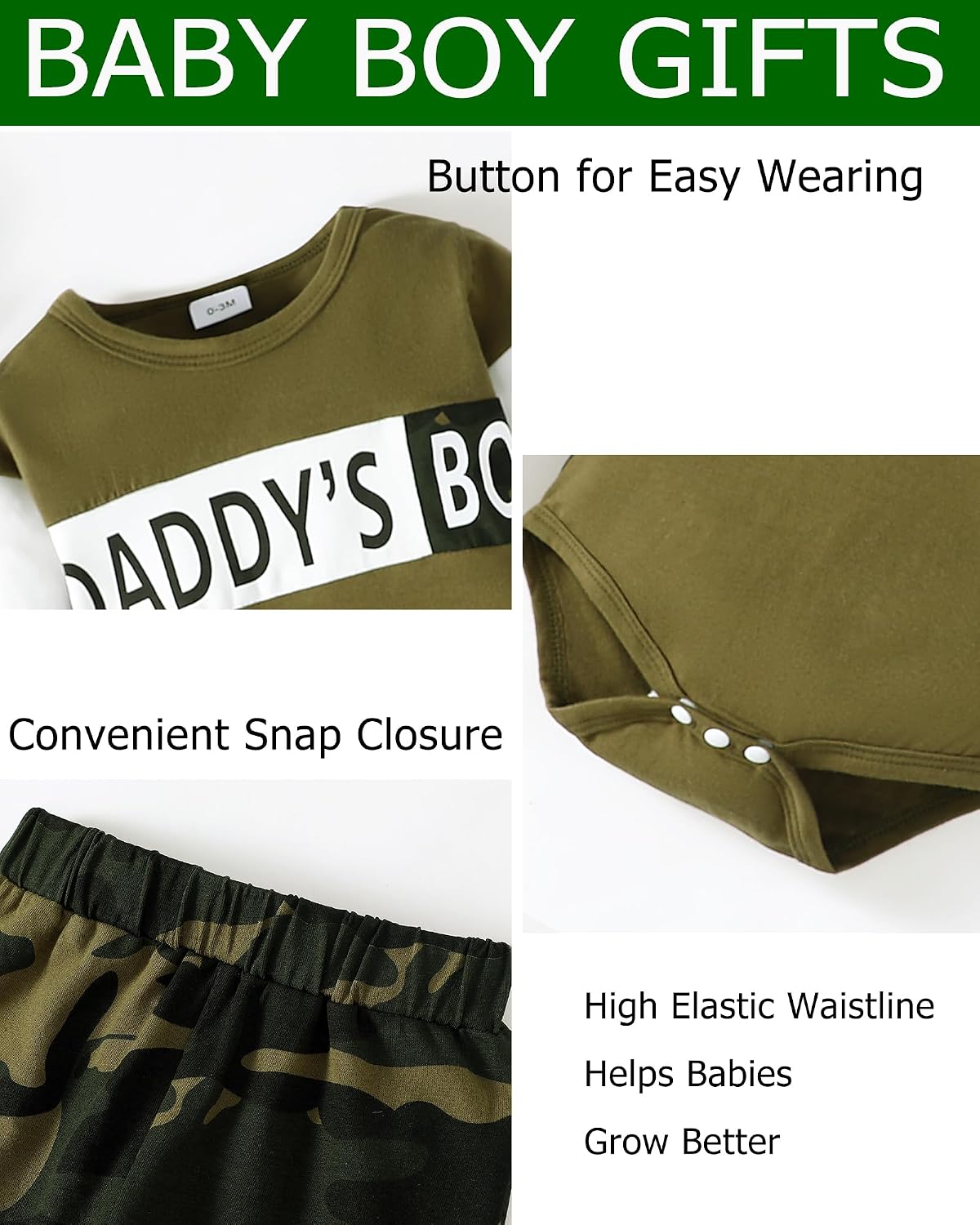 SUNNY PIGGY Baby Boy Clothes Infant Fall Outfits Romper 3Pcs Clothing Set image 4