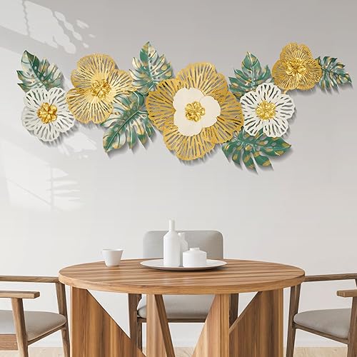 Miniatura 8 de Babyieia Arte de Pared de Metal con Hoja de Ginkgo 3D Extragrande de 59", Decoración de Arte de Pared Dorado para Sala de Estar, Decoraciones de