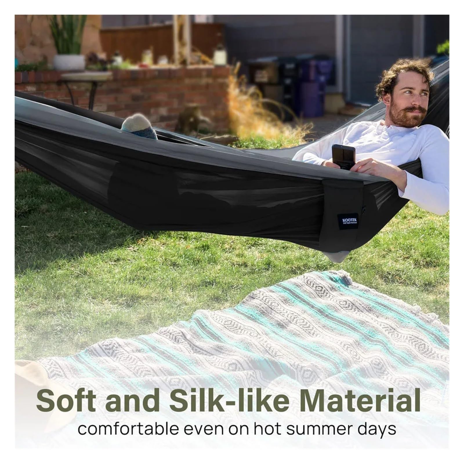 Hamac D‘ExtéRieur Portable Parachute Camping Simple Double Hamacs 102x55 Pouces Intérieur Extérieur Randonnée Voyage Plage Balançoire Hamac avec 2 Sangles d'arbre 214 (Color : 6)