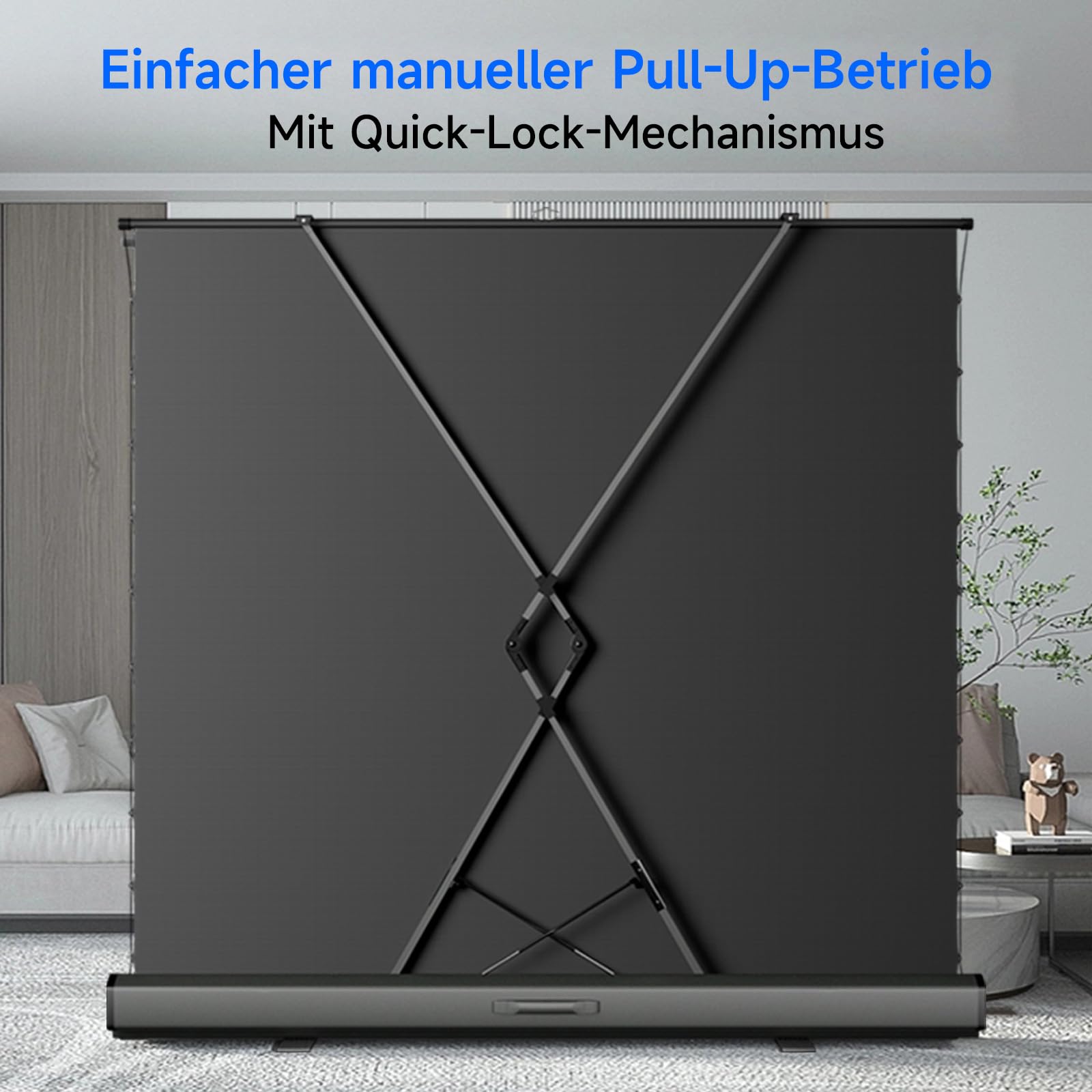 IN&VI Tragbare Leinwand Beamer 100 Zoll Format 16:9,Hochziehbare Pull-Up Beamer Leinwand mit Ständer,Ideal für Heimkino, Innen-/Außenfilme