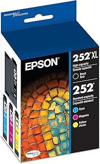 EPSON 252 DURABrite Ultra Ink High Capacity Black & Standard Color Cartridge Combo Pack (T252XL-BCS) Works with WorkForce WF-3620, WF-3640, WF-7110, WF-7610, WF-7620, WF-7710, WF-7720, WF-7210