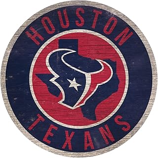 Fan Creations Houston Texans Wood Sign 12 Inch Round State Design