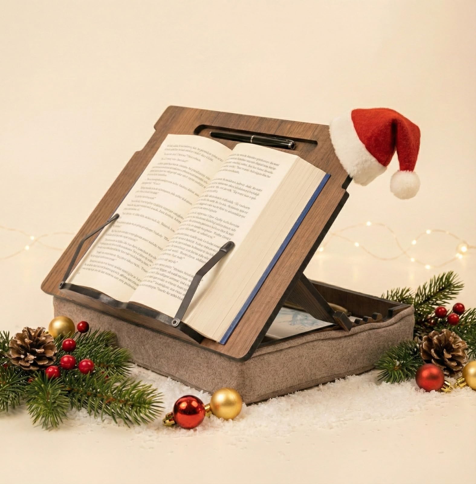 Vigo Wood Adjustable Wooden Book Holder - Elevate Your Reading Experience with Premium Craftsmanship and 5 Angles for Optimal Comfort - Convenient Storage Compartment for Books, Tablets, and Cookbooks