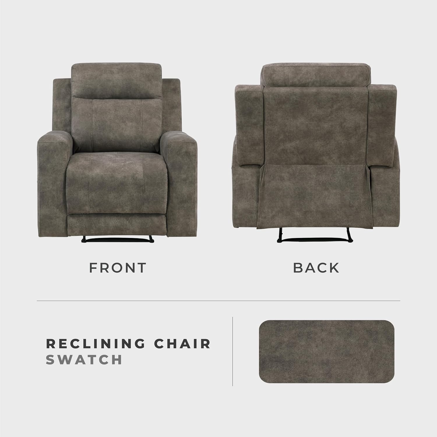 Lexicon Manual Recliner Chair, Textured Microfiber Reclining Sofa Chair, Home Theater Seating, Wall Hugger, Track Arms, Manual Recliner for Living Room/Office/Apartment, Easy Assembly, Brown