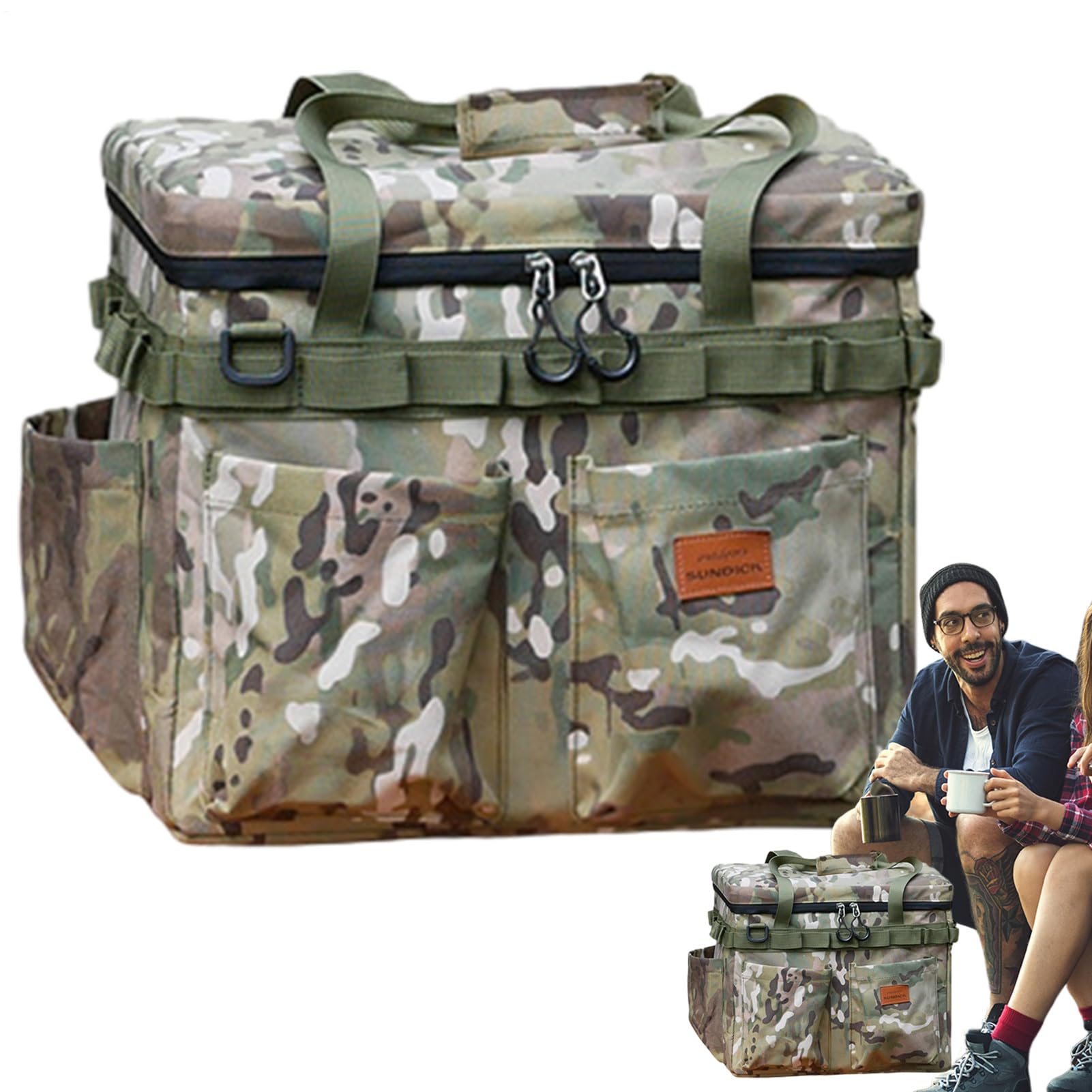 Organizzatore da Campeggio Impermeabile E Portatile Con Grande Capacità | Borsa Di Stoccaggio Outdoor Con Ganci Per Caccia, Escursionismo, Zaino In Spalla, Avventura, Picnic, Utensili, Stoviglie E
