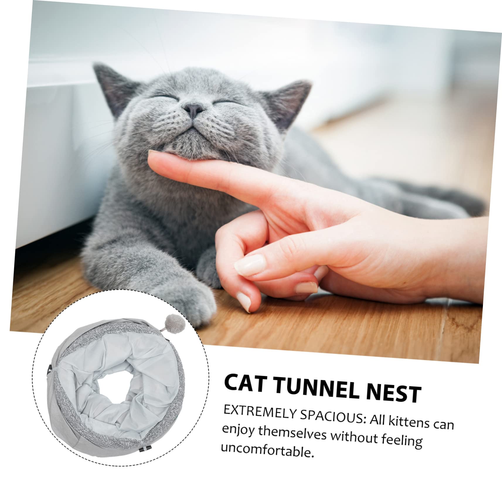 Mipcase Faltbarer Katzentunnel aus Wildlederimitat Kratzfestes Katzennest Katzenspielzeug für Wohnung und Reise Größe L Grau