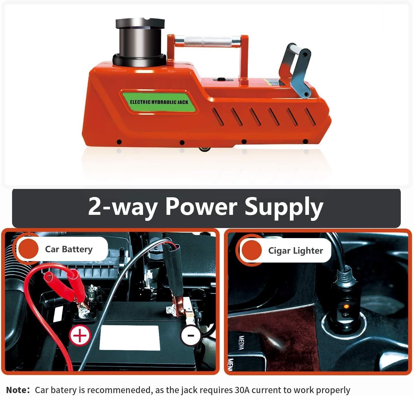 E-HEELP ZS1015 15 Ton All Metal Hydraulic Electric Car Jack, DC12V Portable Auto Jack for Cars, RVs, Trucks, SUVs, Red