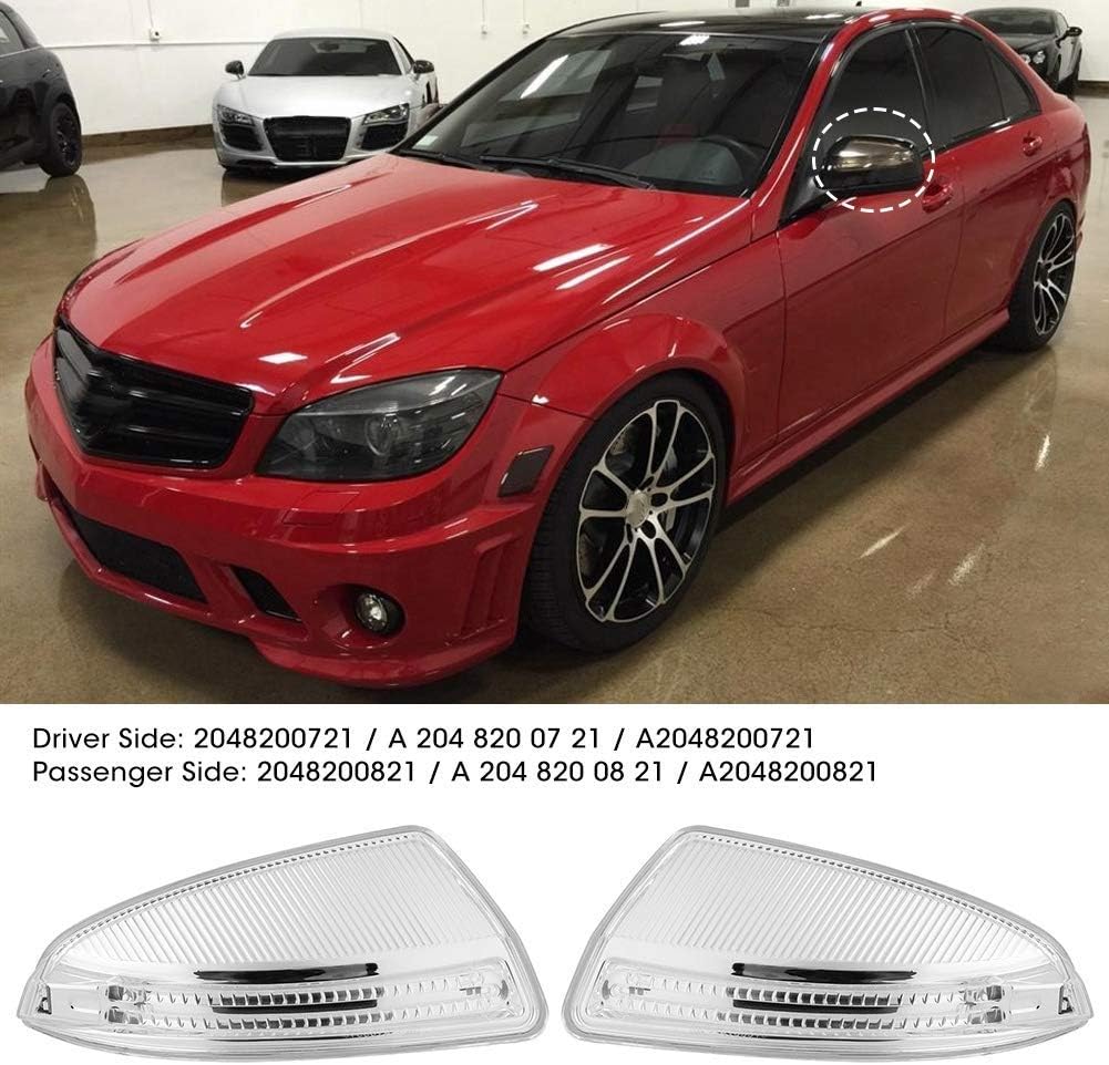Aramox Side Mirror Turn Light, Car Side Mirror Turn Light Fit for -Benz C-Class C250 C300 (1 pair 2048200721+2048200821)