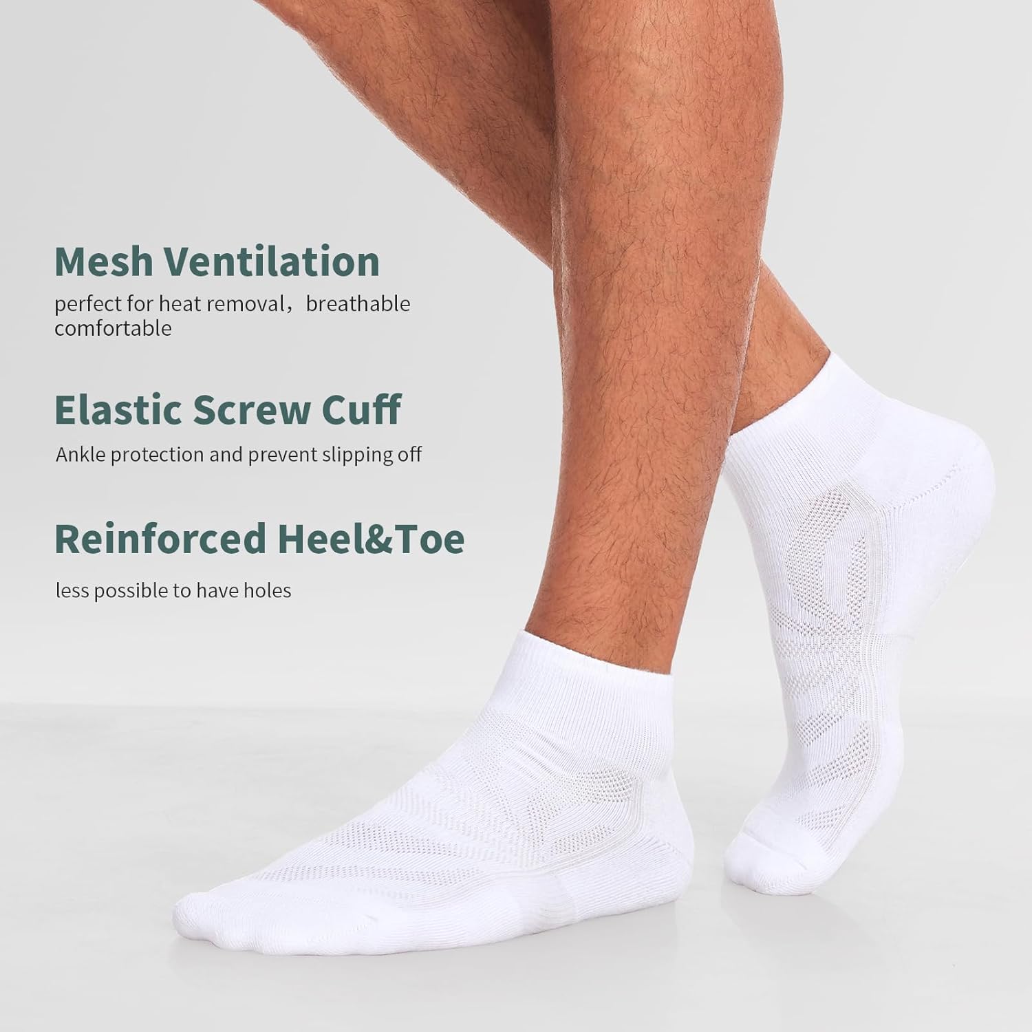 Lapulas 6 Pack Men's Ankle Socks with Cushion, Cotton Quarter Socks for Sport Training Running - Image 4