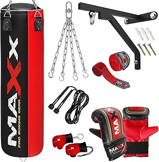Maxx Black and Red 3ft 4ft 5ft 6ft Filled Hanging Boxing Pun