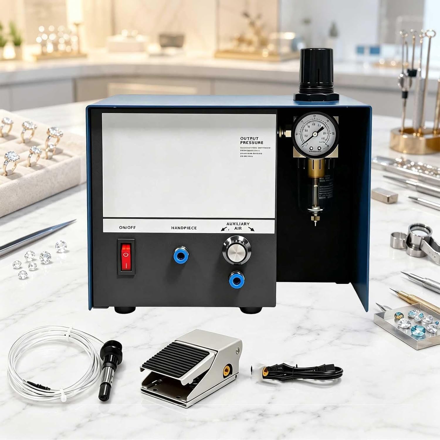GYKOZY Adjustable Pneumatic Engraver for Metal & Jewelry - Precision Engraving Tool, Single Heads Graver Machine for Jewelry Makers, Ideals Metal Engraving Equipment.
