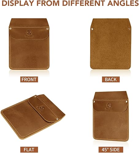 Vista 25 de RingSun Protector de bolsillo de cuero genuino para hombres, bolsa de herramientas duradera, protector de camisas de jeans para herramientas