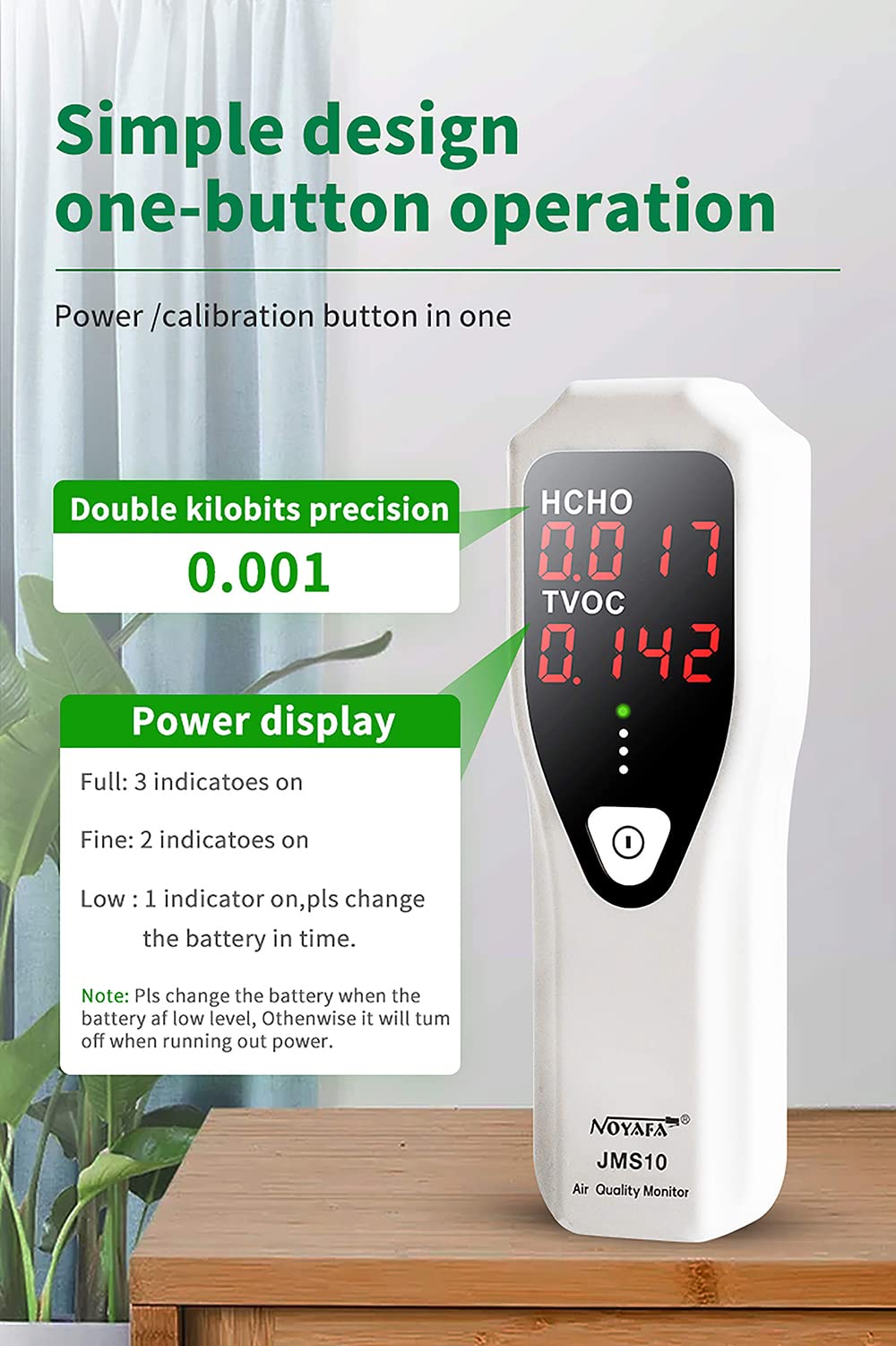 Irfora Tragbarer Formaldehyd-Detektor Raumluftqualitätsmonitor HCHO und TVOC-Monitor mit akustischer Alarm-LED-Anzeige für HVAC-Heimsysteme