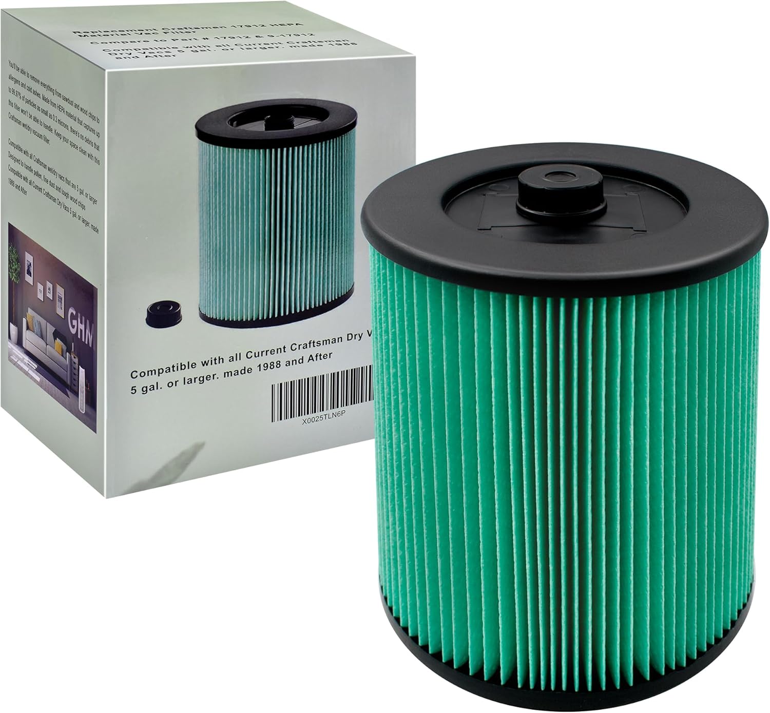 2 Pack Replacement 97457 VF6000 Vac Filter Compatible With Ridgid Shop Vac 5-20 Gallon Wet/Dry Vacuums WD5500 WD0671 WD6425 WD7000 WD1280 1400RV RV2600B, Fit for Husky 6-9 Gallon Vacs