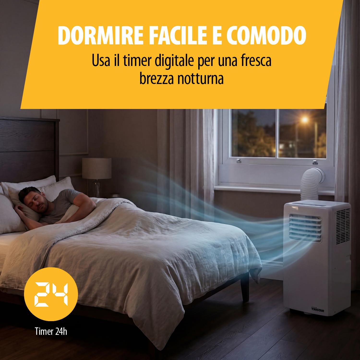 Tristar Climatizzatore portatile - 7.000 BTU - 3 in 1 - Deumidifica, Raffresca, Ventila - Fino a 25 m² - Kit finestra incluso - AC-5478 [Classe di efficienza energetica A]