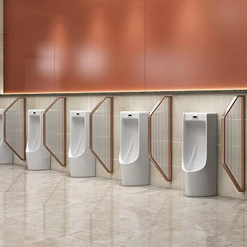 Wall-Mounted Urinal Partition Extender,Wall-Mounted Men Urinal Privacy Screen with Tempered Glass,Public Toilet Partition,for Shopping Malls Hotel and BarsRose Gold B,3Pcs