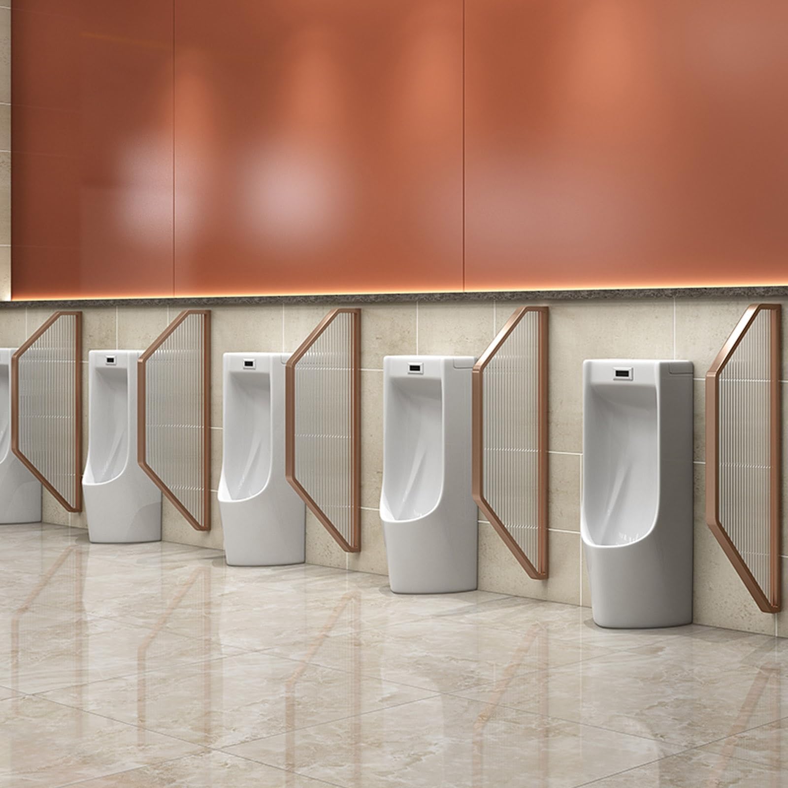GHHVFEC WallMounted Urinal Partition Extender Tempered Glass Men‘s Urinal Divider Public Toilet Stall for Shopping Malls Hotels & Bars (Rose d B 2 Pcs)