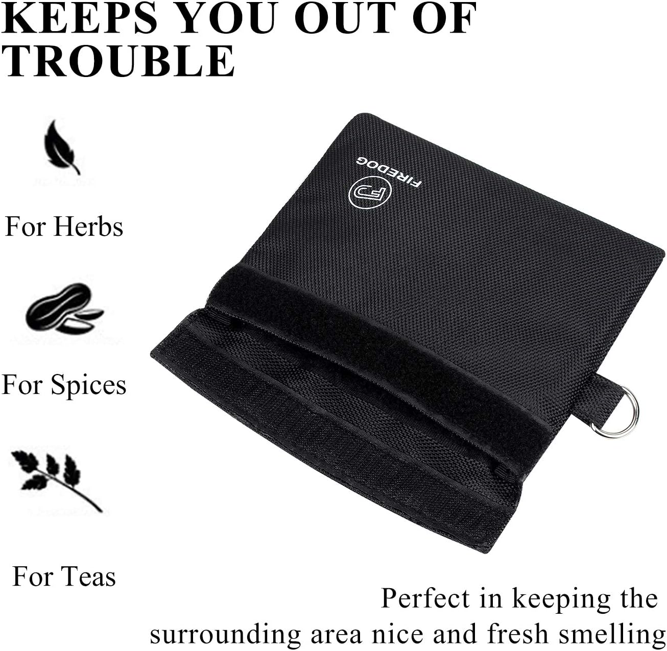 FIREDOG Smell Proof Bag, Carbon Lined Odor Proof Pouch 7x6" Smell Proof Case Container for Travel Storage (Black)