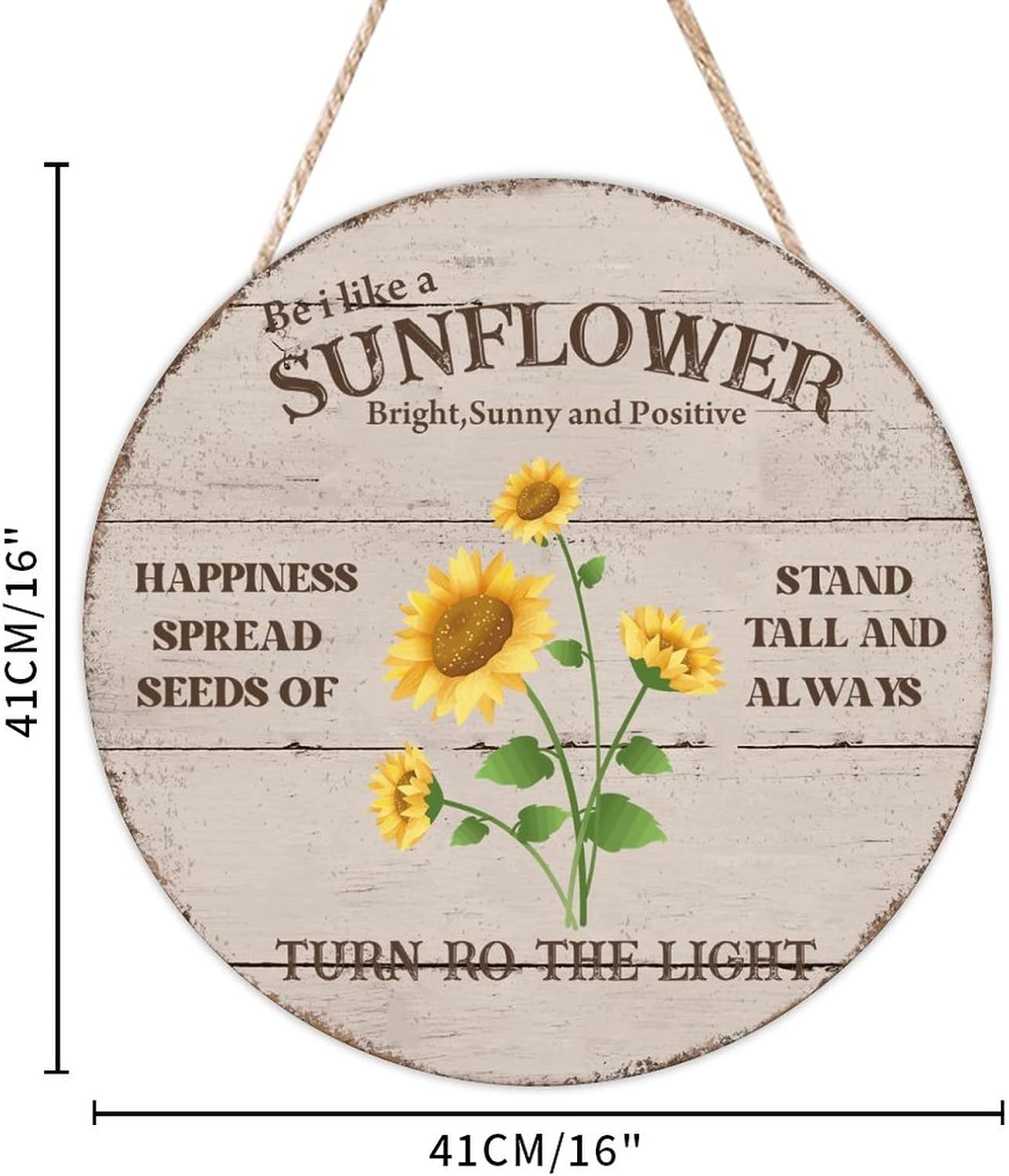 Sunflower Wood Door Sign Sunny Round Door Hanger Sign 16x16in Bright Wall Door Hanging Sign for Front Door Entryway Porch Bar Pub Farewell Party Housewarming Gifts