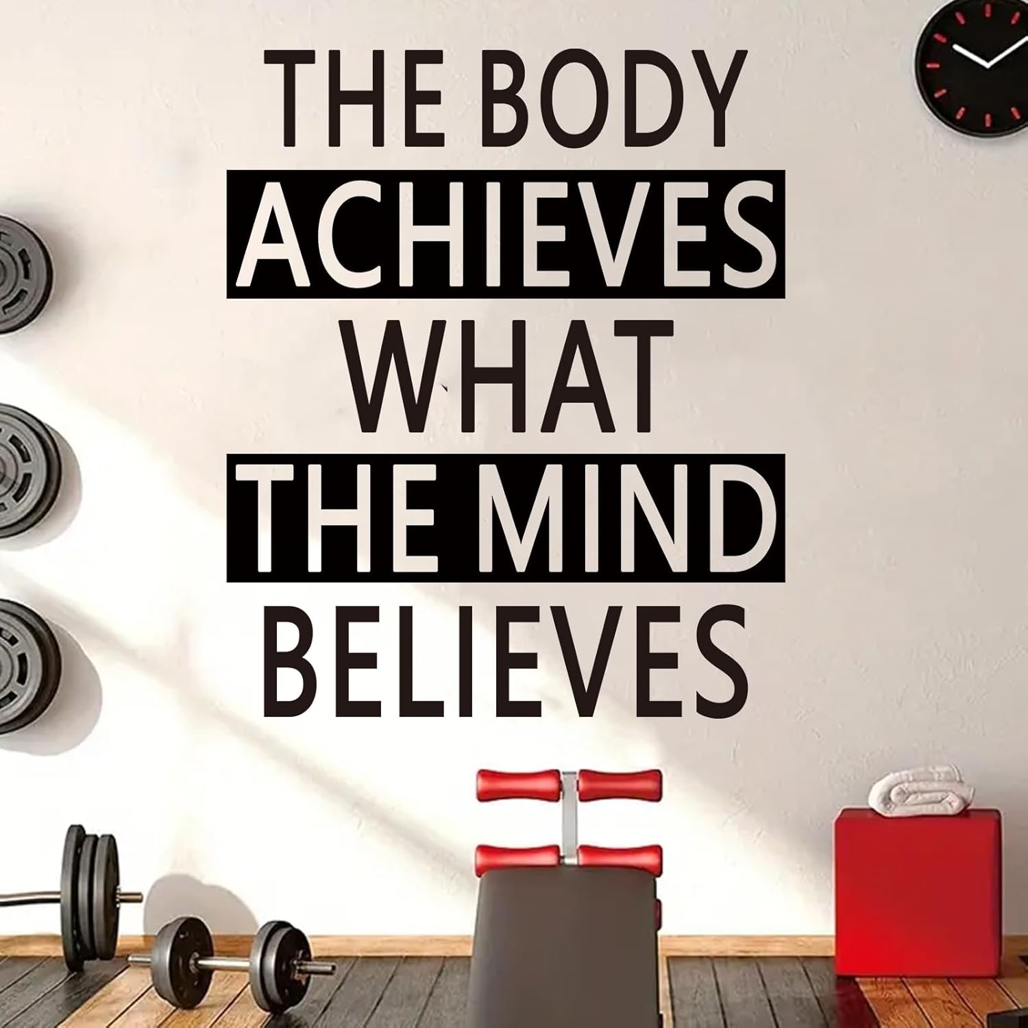 SEATUNE Gym Inspirational Quotes Wall Decals - Positive Motivational Office Wall Stickers - Workplace Home Vinyl Art Wall Decor - I CAN & I Will 45"X12.6"