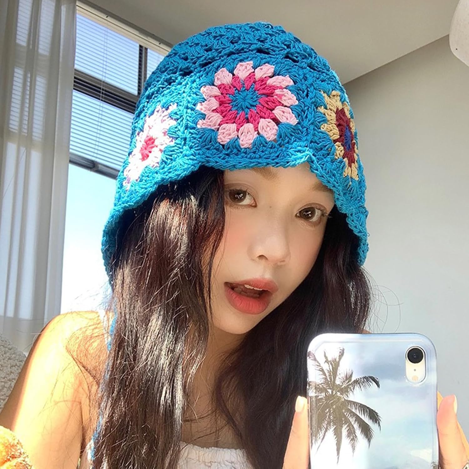 Amazon.co.jp: [KRYTJACZ] かぎ針編みの花柄の帽子 大人用 伸縮性の