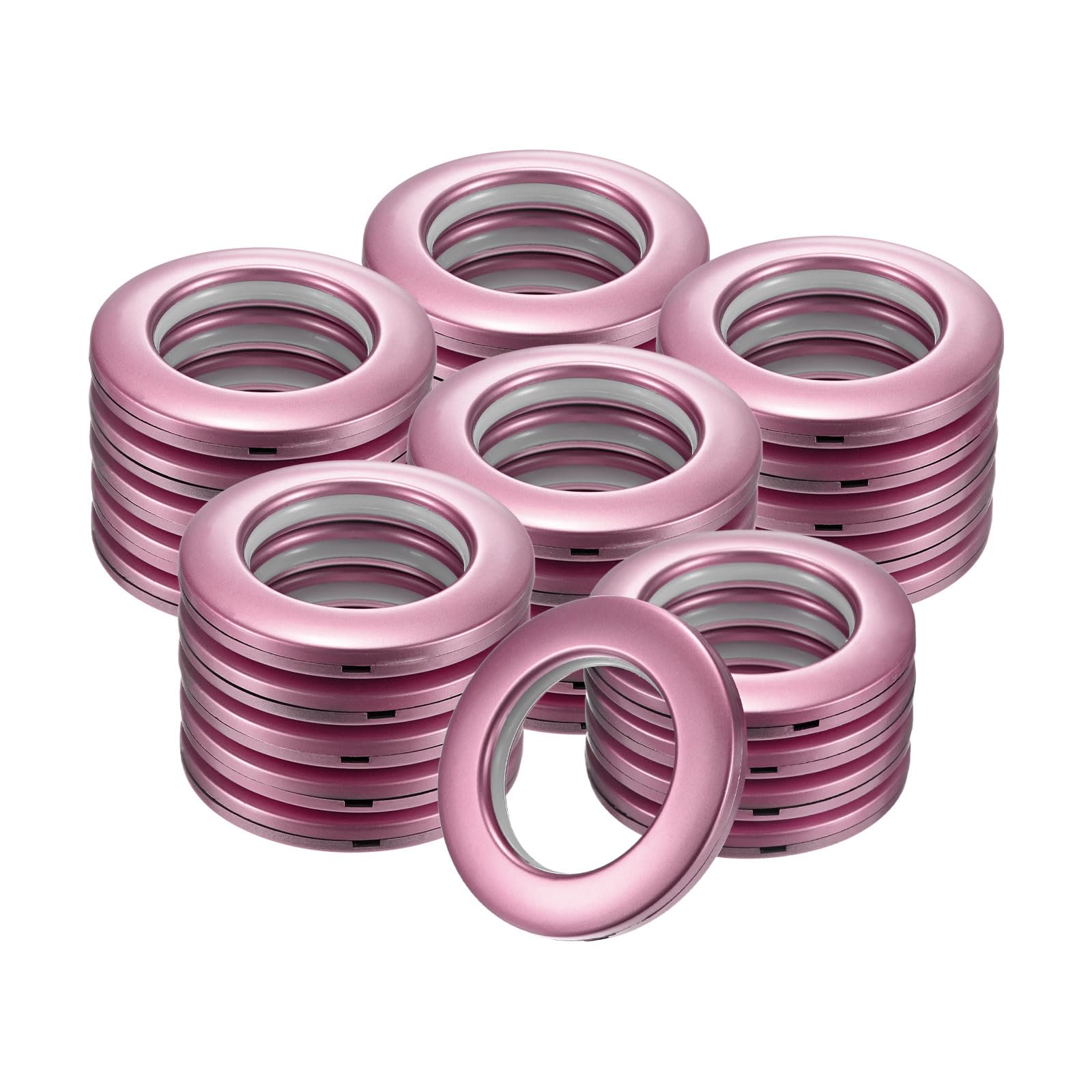 M METERXITY 25-Pack Curtain Grommets, 1-9/16" Inner Diameter Plastic Curtain Rings Clip Eyelet Rings Nanoscale Low Noise Roman Ring for Windows/Fabric, Home Drapes Grommets [Matte Purple]