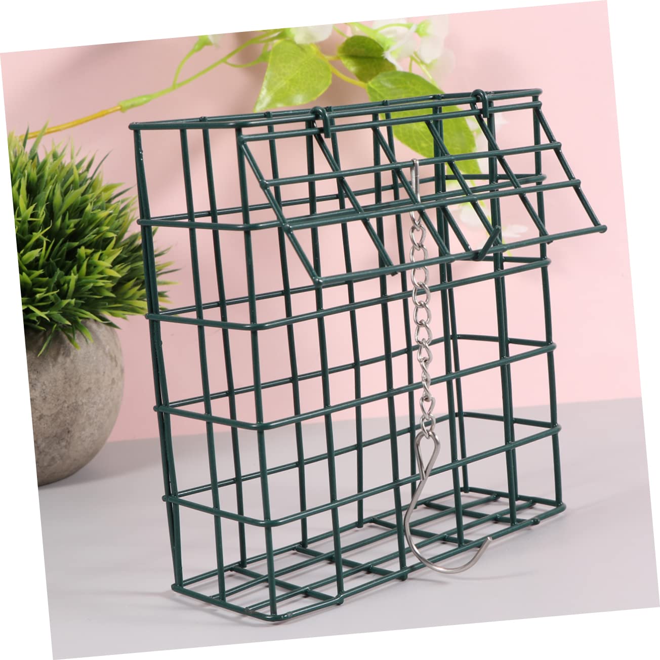 4 Piezas Squirrel Feeder comedero para pájaros Colgante Aves comederos para pájaros comedero para pájaros Cuadrado comedero para pájaros de Hierro Pastel sebo Ardilla alimentador