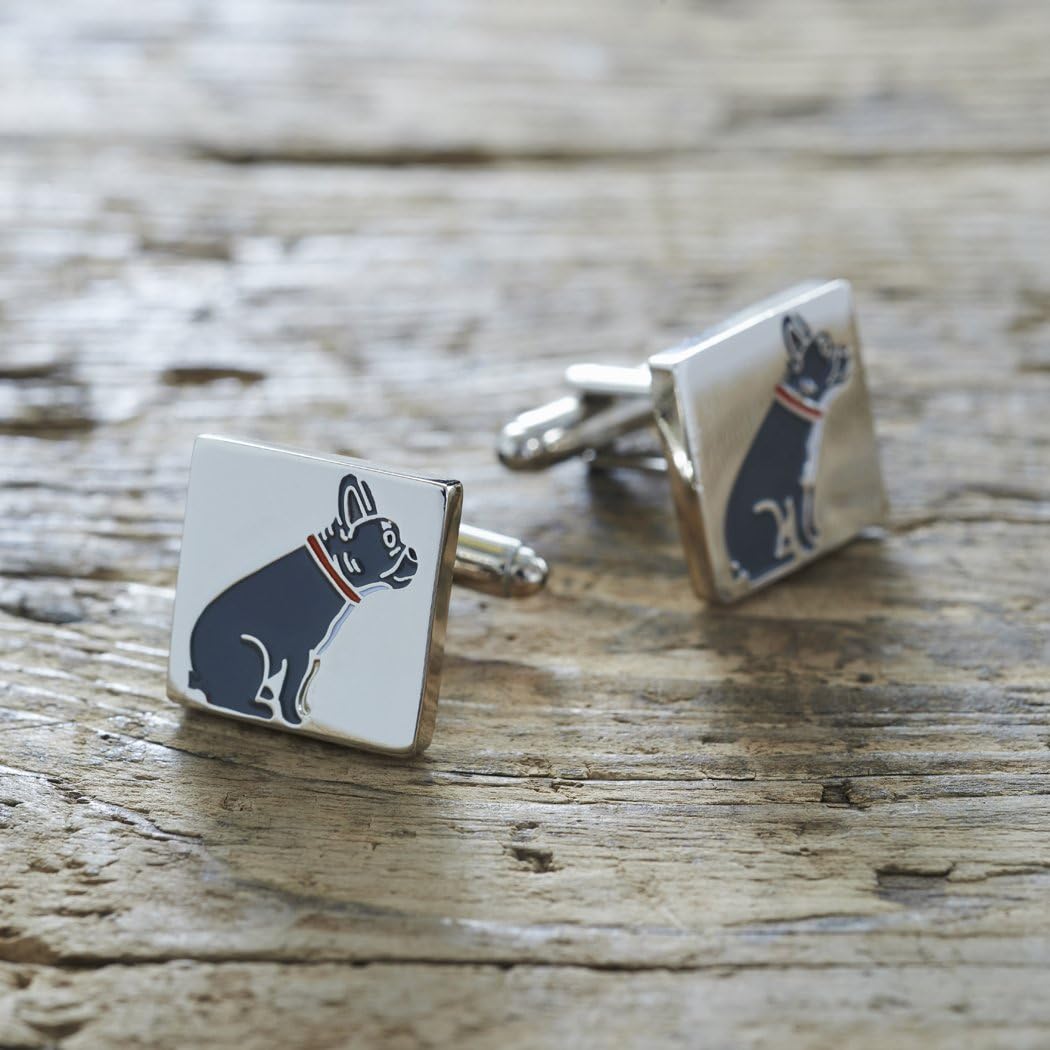 Sweet William French Bulldog Cufflinks, Silver, 18 mm x 3 mm