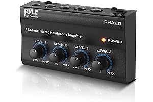 Pyle 4-Channel Small and Powerful Portable Amplifier Headphone Amplifier