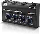 4-Channel Portable Stereo Headphone Amplifier - Professional Multi Channel Mini Earphone Splitter Amp w/ 4 ¼” Balanced TRS Headphones Output Jack and 1/4" TRS Audio Input For Sound Mixer - Pyle PHA40 BLACK