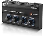 Pyle 4-Channel Portable Stereo Headphone Amplifier - Professional Multi Channel Mini Earphone Splitter Amp w/ 4 ¼” Balanced TRS Headphones Output Jack and 1/4" TRS Audio Input for Sound Mixer
