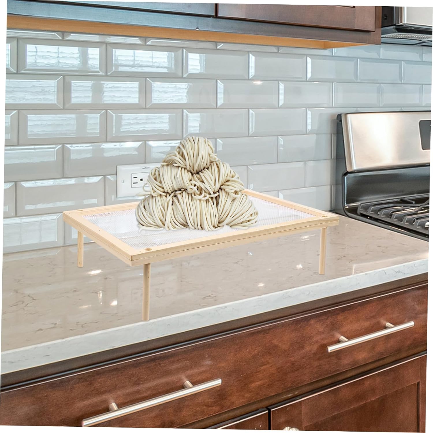 Noodle Drying Rack Multi Functional Spaghetti and Vegetable Dryer Stackable Fruit Drying Rack for Home Use Frame with Mesh Surface for Pasta and Herb Drying