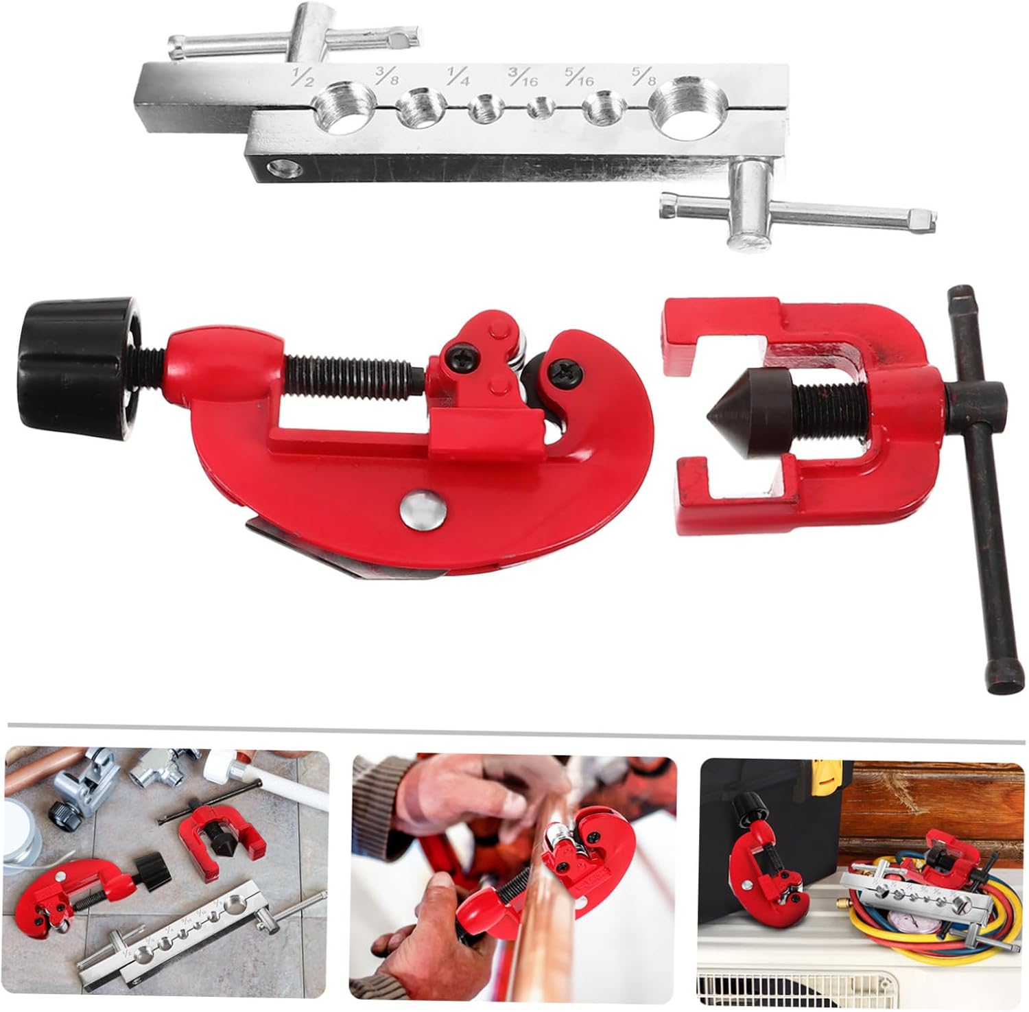 SOLUSTRE 1set Copper Tube Expander Flaring Tool Kit Easy to Use for Refrigeration and Brake Line Applications