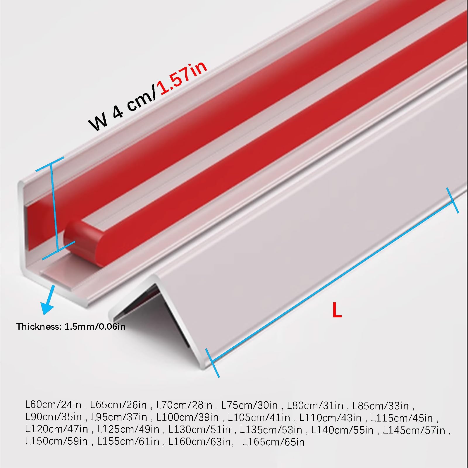 Protectores de esquina de metal de doble cara con ribete grueso para proteger las esquinas de la pared (4 cm de largo, 105 cm) para seguridad infantil y protección del hogar