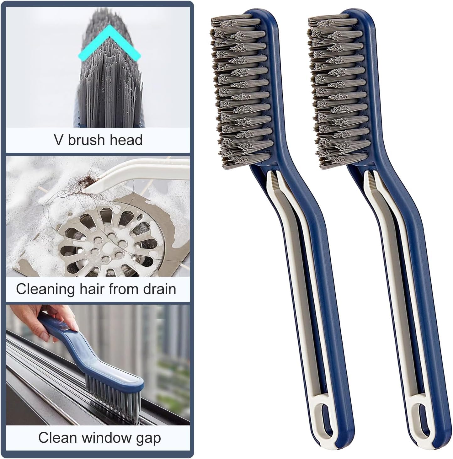 JICOOT Crevice Cleaning Brush, Multifunctional Hard Bristle Grout Cleaning Brush, Bathroom Cleaning Brush with Clip,Cleaning Brush for Household, Kitchen, Window, Sink, Toilet, Grout (5 PCS) 1