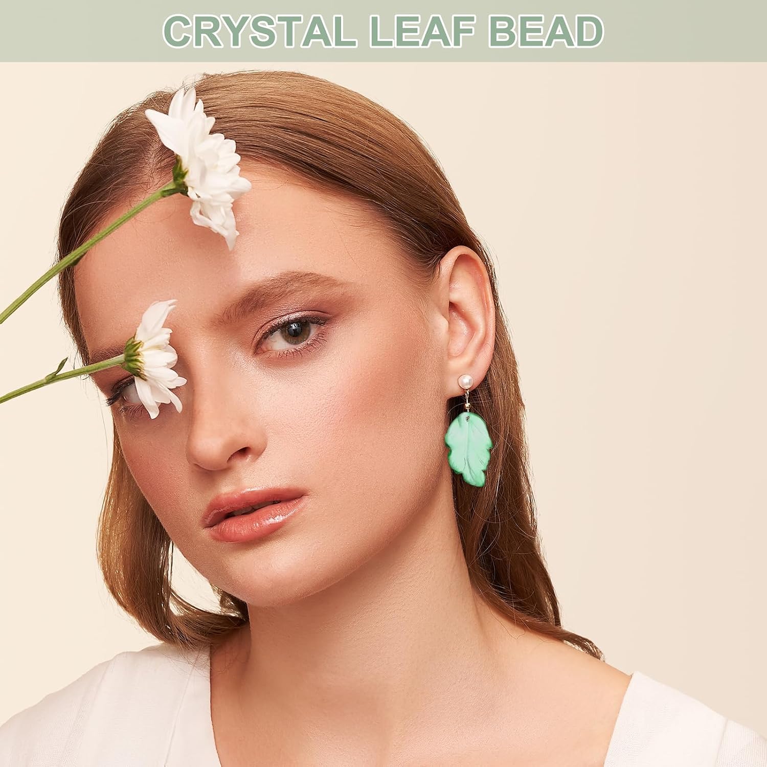 PATIKIL Glass Leaf Beads, 80 Pcs Crystal Leaf Beads Translucent Czech Glass Beads Spacer Bead for DIY Jewelry Making Bracelets Necklace, Gold Dark Green image 5