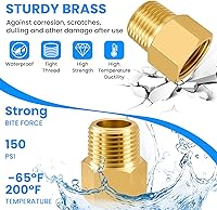 Vista 6 de SDTC Tech Paquete de 2 accesorios de tubería de latón 3/8 NPT rosca macho a 3/8 NPT rosca hembra adaptador reductor, conectores de extensión