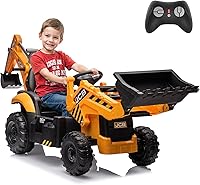 Vista 8 de Excavadora JCB de 12V para Montar con Control Remoto, Carro Eléctrico para Niños de 3-8 con Tractor, Bulldozer, Brazo Excavador, Carro para Montar