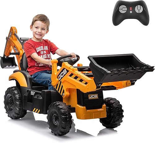 Miniatura 8 de Excavadora JCB de 12V para Montar con Control Remoto, Carro Eléctrico para Niños de 3-8 con Tractor, Bulldozer, Brazo Excavador, Carro para Montar