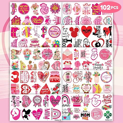 Miniatura 2 de 102 tatuajes temporales para el Día de la Madre Feliz Día de la Madre, decoraciones de fiesta temática de cumpleaños, suministros de decoración de