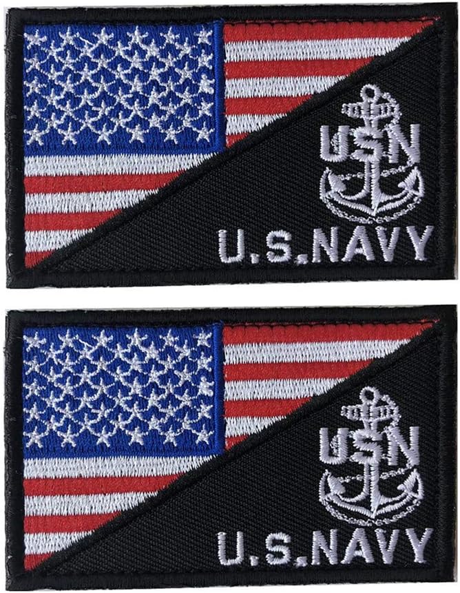 X.Sem U.S.Navy USN Patch - 2 Pack Tactical Patches Embroidery Military Emblem (Red White(Anchor))