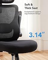 Vista 6 de HUANUO Silla de oficina ergonómica, silla de escritorio de computadora con respaldo alto con soporte lumbar ajustable y reposacabezas, cómoda silla