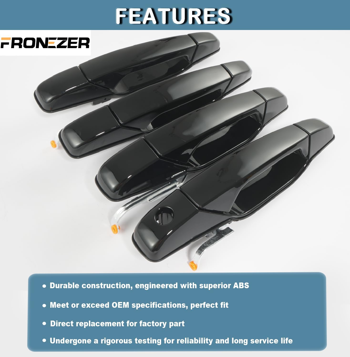 Exterior Door Handle, 4PCS Black Front Rear Driver Passenger Compatible with 2007-2014 Chevy Silverado Suburban Avalanche Tahoe, GMC Sierra Yukon Cadillac Escalade Replace 20828258 22738721