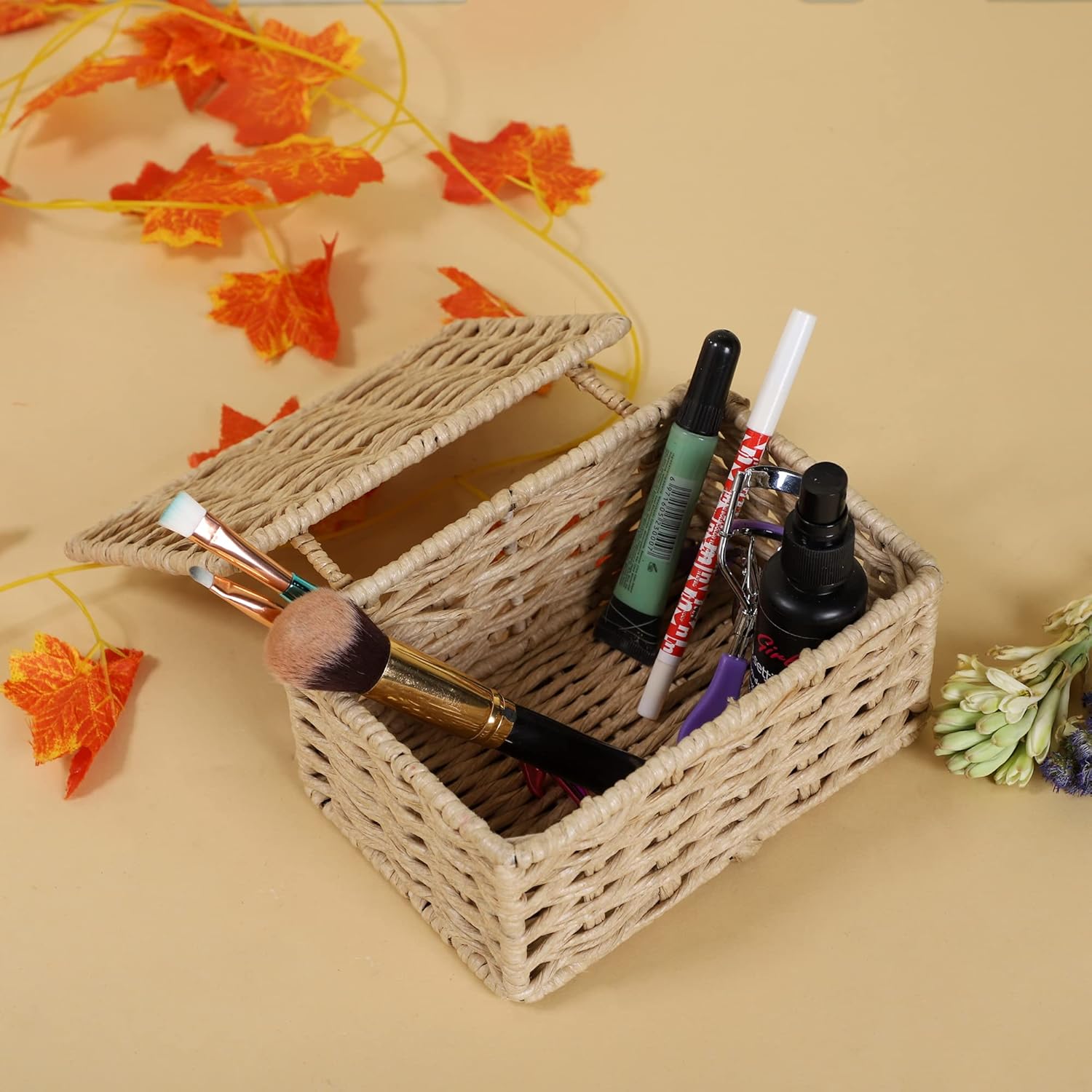 AKWAY wicker water hyacinth kauna grass bamboo cane Storage Basket with