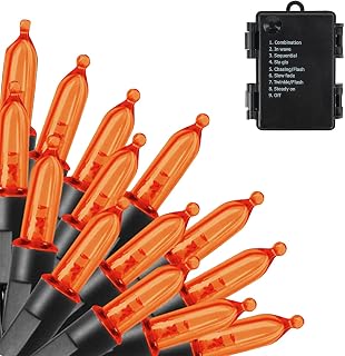 FUNPENY 50 LED Halloween Lights, 16 FT Mini String Light with 8 Modes, Waterproof Tree Lights for Outdoor Indoor Patio Garden Party Wedding Halloween Decorations (Orange, 1)