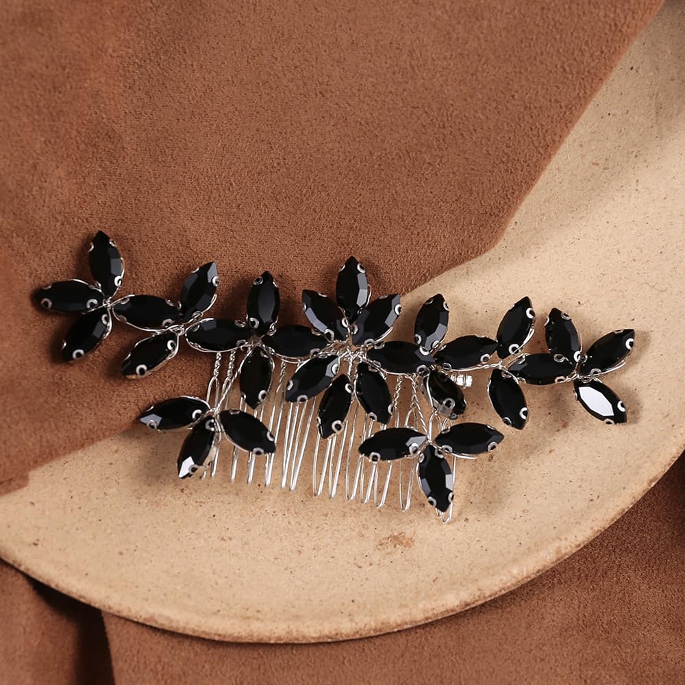 Black Wedding Crystal Hair Comb Elegant Bridal Wedding Hair Piece Teardrop Crystal Rhinestone Hair Accessories for Women Prom Party Photography - Image 7
